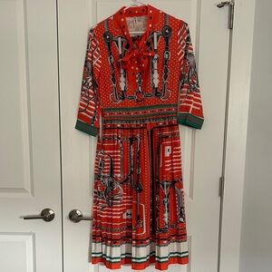 Vintage Stylish Orange Patterned Dress